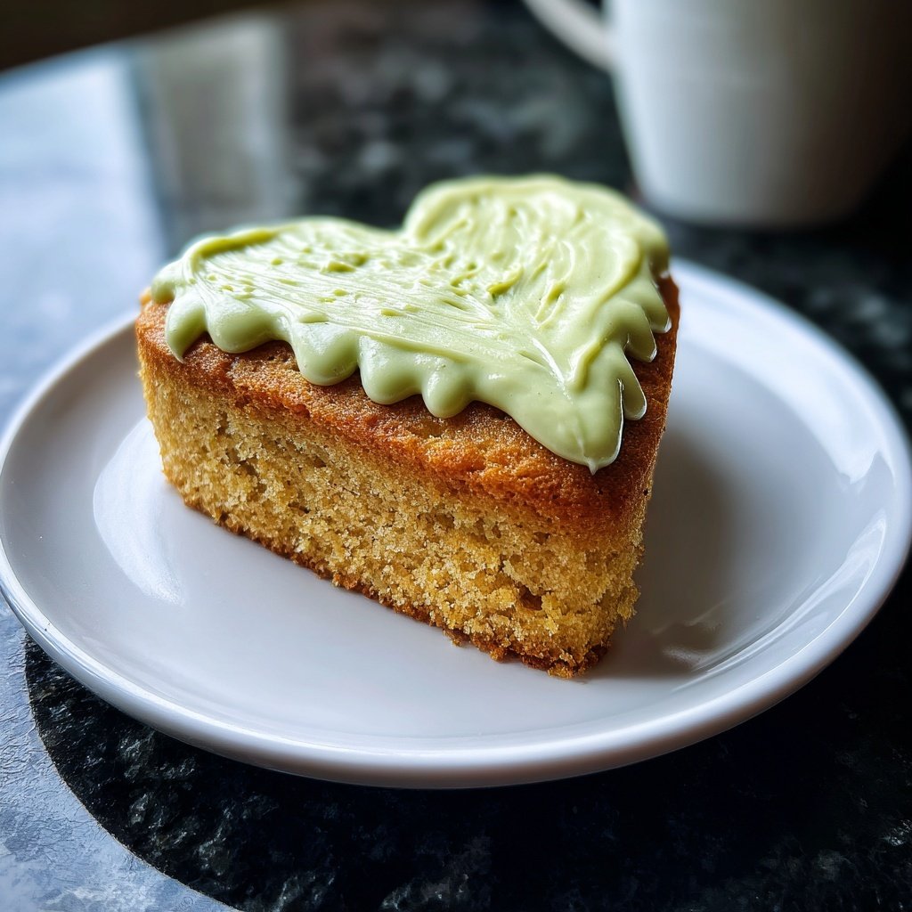 Mini Heart Cake with Pistachio Vanilla Frosting