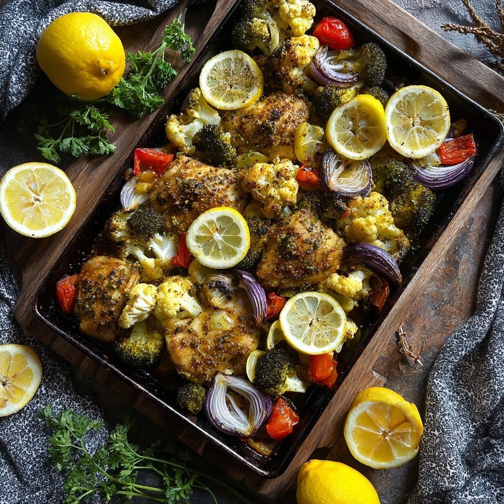 Healthy Sheet Pan Lemon Chicken Dinner